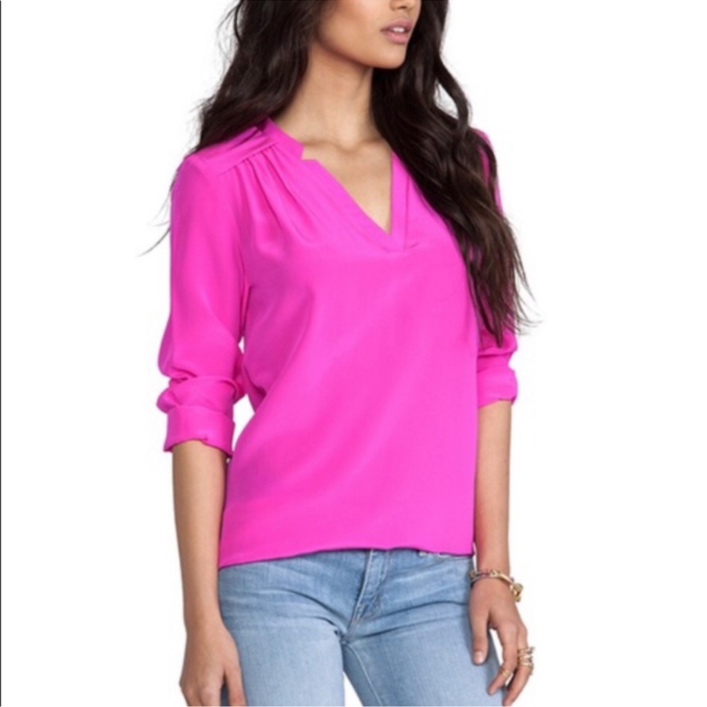 Amanda Uprichard Simon Pink 100% Silk Blouse size SP